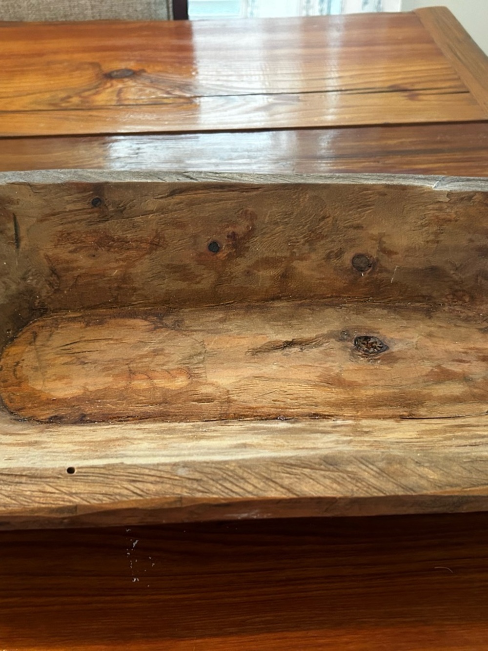 Handcrafted Natural Wood Bath Trough - Brown
